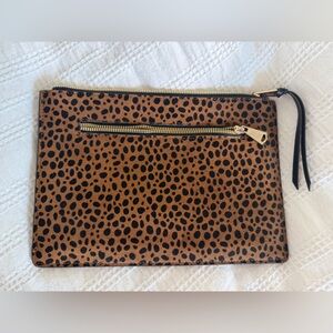 Aimee Kestenberg Leopard Print on Calf Hair Clutch with Zipper